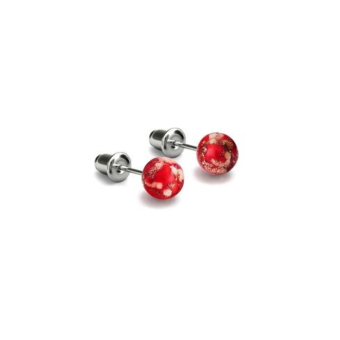 Purpurrot | 925 Sterling Silber | Mini-Glühwürmchen-Ohrstecker aus Glas